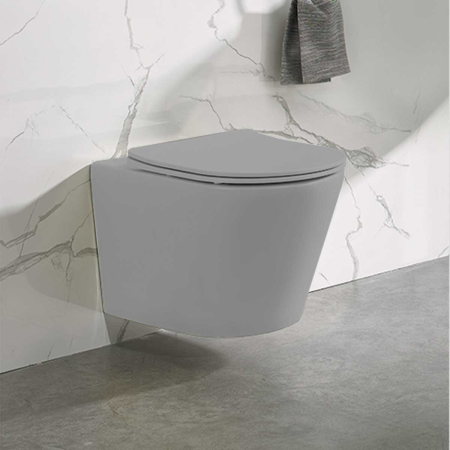 Унитаз подвесной безободковый Vincea Piatti VT1-11MG серый матовый, с сиденьем микролифт